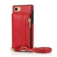 thumbnail image 2 of Dteck Crossbag Case For iPhone SE 2020 / iPhone 8 / iPhone 7 / iPhone 6, Premium PU Leather Wallet Case Credit Card Holder Stand Cover, Red, 2 of 9