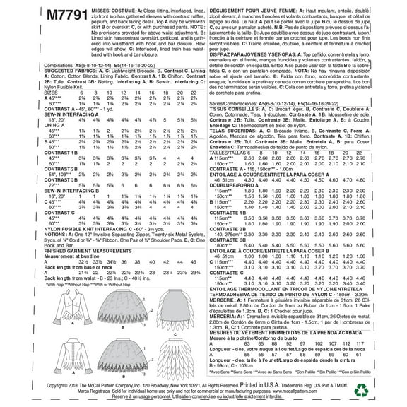 McCall's Sewing Pattern Misses' Costume-6-8-10-12-14