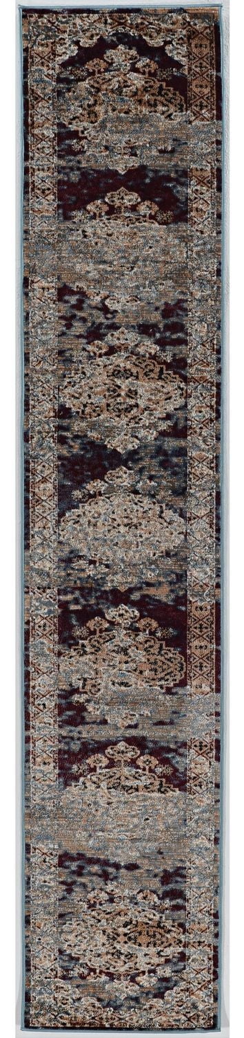 Tapis de couloir Vintage Nain beige & bleu 2 pi x 10 pi