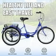 thumbnail image 2 of Harper & Bright Designs Adult Tricycle Trikes, 3-Wheel Bikes, 24 Inch Wheels 7 Speed Cruiser Bicycles with Large Shopping Basket for Women and Men, Blue, 2 of 7