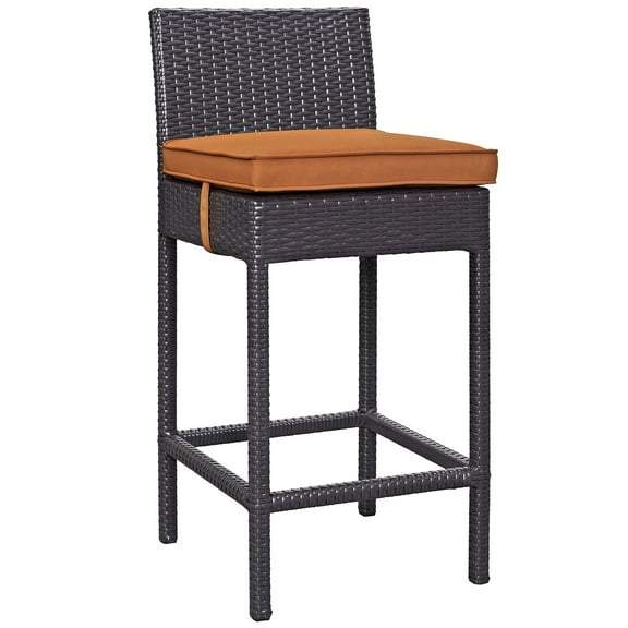 Modway Convene Outdoor Patio Fabric Bar Stool in Espresso Orange