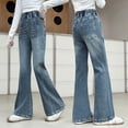thumbnail image 2 of oqasdz Stylish High Waist Flared Denim Pants for Girls Elastic Long Bottom Jeans Schoolwear Comfort Fit Casual Dailywear, 2 of 6