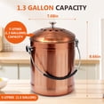 thumbnail image 4 of ENLOY Compost Bin, Stainless Steel 1.3 Gallon Indoor Compost Bucket for Kitchen Countertop with Carrying Handle, Easy to Clean(Matte Copper), 4 of 8