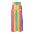thumbnail image 6 of RUTAYY Women's Pants Wide Leg Rainbow Vertical Stripe Heart Print High Waist Elastic Waist Side Pockets Loose Casual Vacation Trousers, 6 of 6