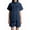 Deep Blue, variant on Womens Oversized Short Sleeve Denim Jackets: Trendy Cropped Jean Tops Shackets S