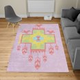 thumbnail image 2 of Tribal Turkish Area Rug, Hand Drawn Dreamcathcher Folkloric Birds Image Ethnic Ikat Design, Soft Carpet for Living Room Decor, 4' X 5.7', Lilac Multicolor, by Ambesonne, 2 of 4