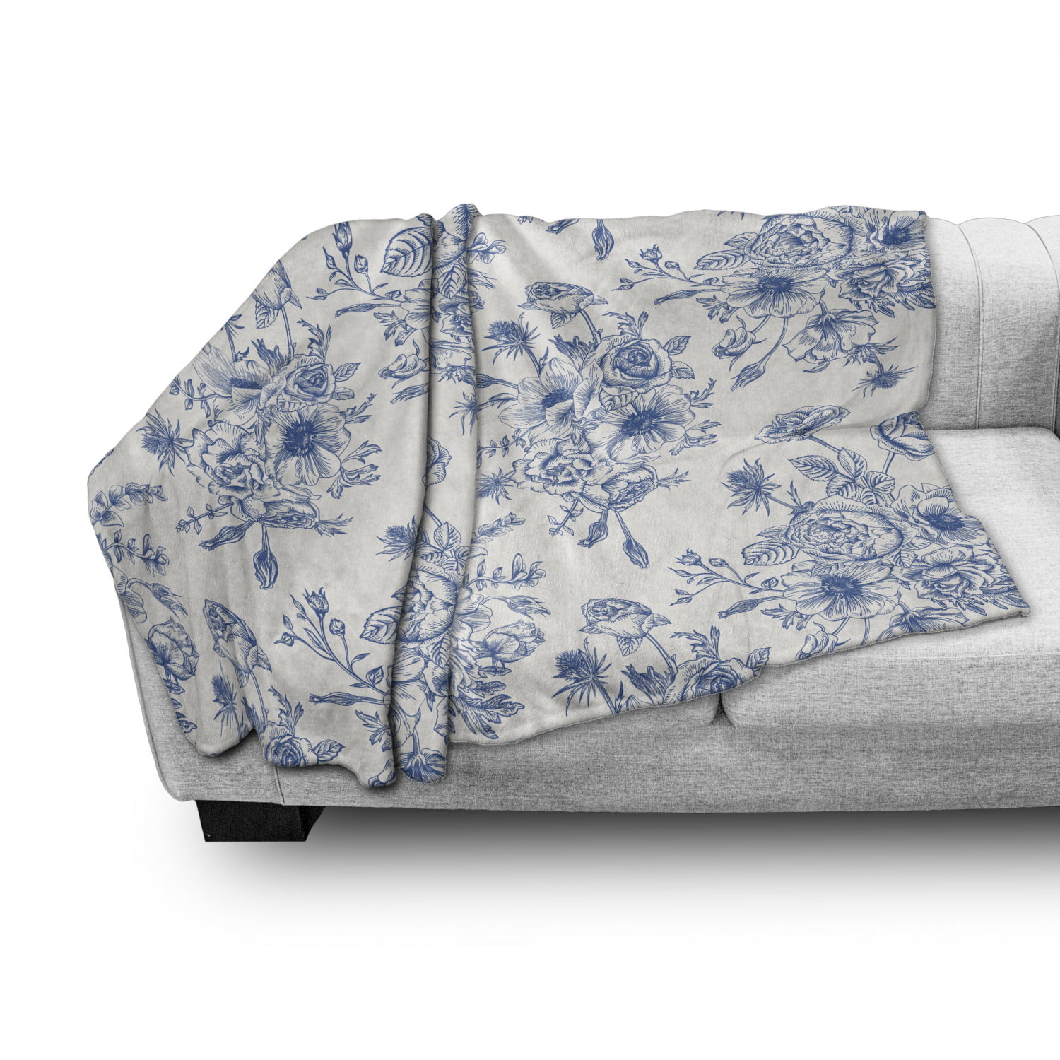 Anemone Flower Soft Flannel Fleece Blanket, Floral Pattern with
