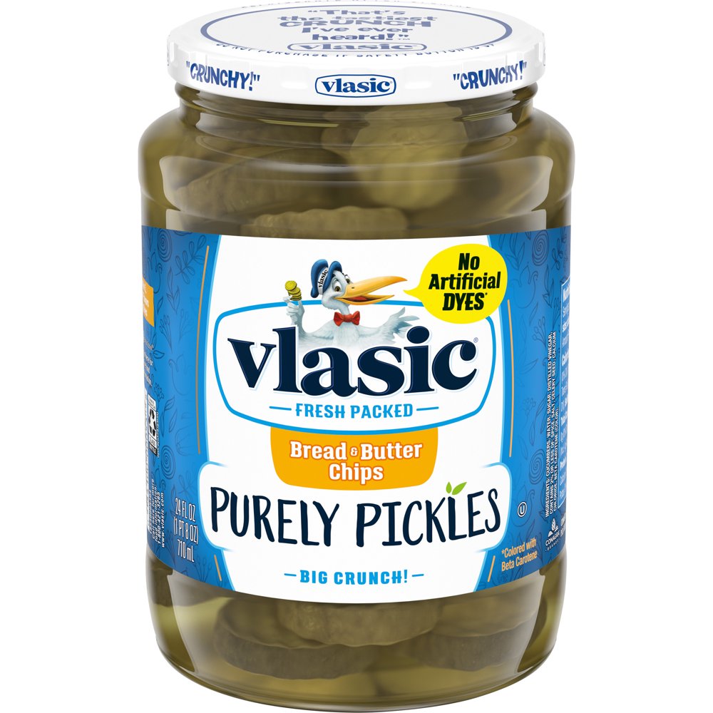 Vlasic Purely Pickles Bread and Butter Pickle Chips, 24 FL OZ Jar