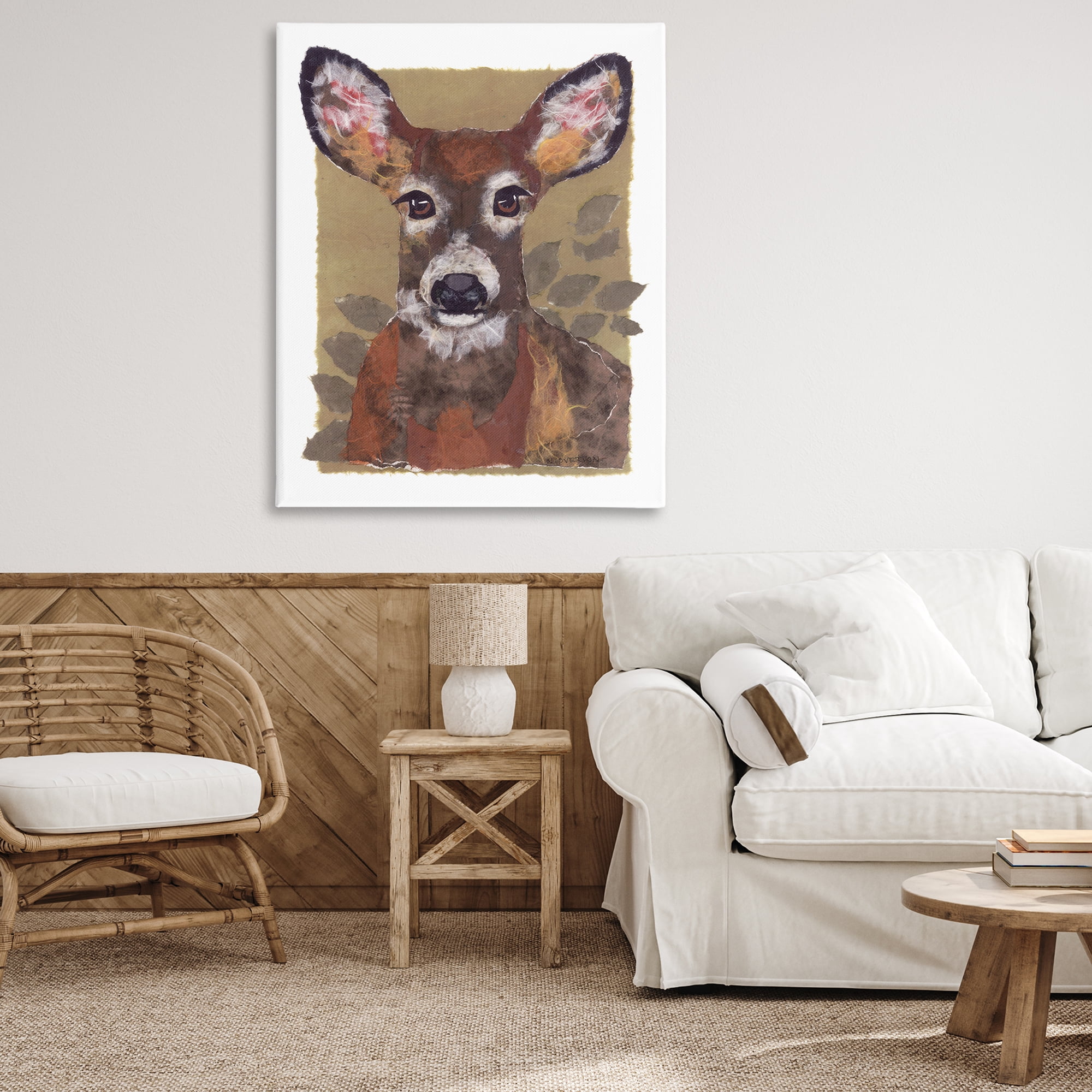 Stupell Industries Woodland Deer Painting Animals & Insects Painting Gallery Wrapped Canvas Art Print Wall Art, 36 x 48