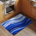 thumbnail image 2 of 2x3 Ft Entryway Area Rug, Blue Waves Abstract Kitchen Rug Runner Washable Floor Mat, Ocean Fluid Gradient Luxury Non Slip Indoor Door Mat Throw Carpet for Bathroom Living Room Bedroom, 2 of 8