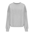 thumbnail image 5 of GigrtiJin Women Fall Winter Sweatshirts Crew Neck Long Sleeve Solid Color Blouse Fashion Loose Comfy Pullover Tops, 5 of 7