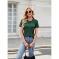 thumbnail image 5 of Womens Summer Spring Trendy Vacation Outfits Short Sleeve Business Tshirts Fashion Casual Blouses Dark Green XL, 5 of 8