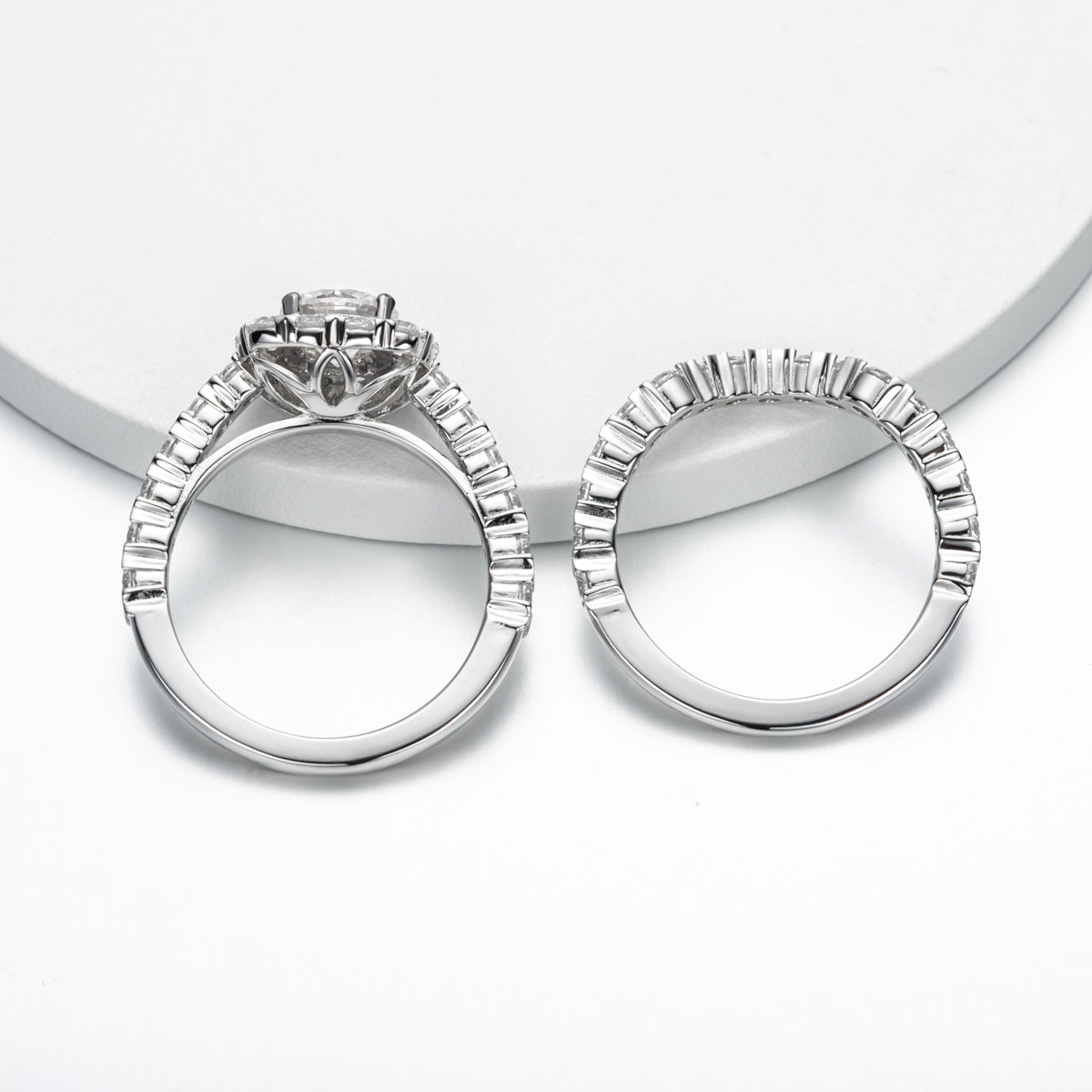 Bo.Dream 3.2ct Moissanite Wedding Bridal Set S925 Sterling Silver Halo Engagement Ring Set for Women