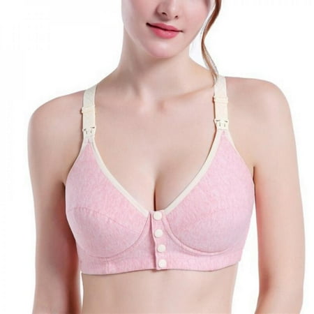 

CUTELOVE Ladies Cotton Front Closure Nursing Bra Breathable Wirefree Anti-Slip Anti-Sagging Adjustable Comfort Breast-Feeding Bra