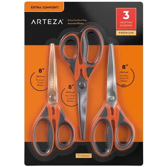 Arteza Titanium-Fused Blade Crafter’s Scissors Set