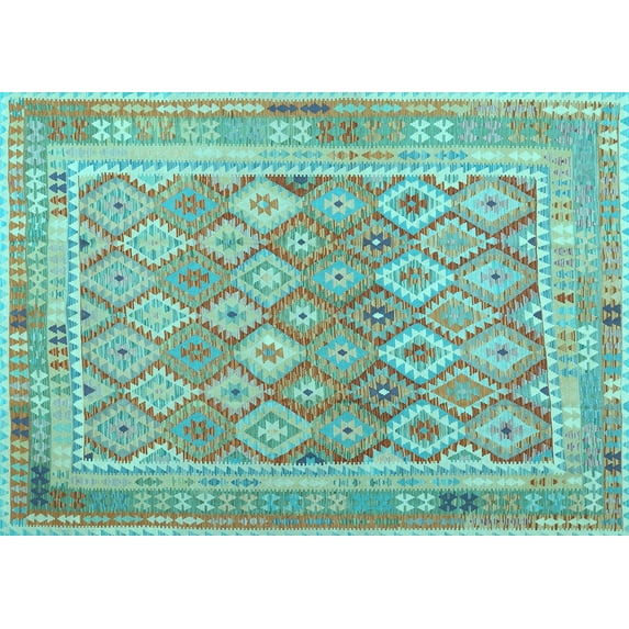 Ahgly Company Indoor Rectangle Oriental Light Blue Traditional Area Rugs, 2' x 4'