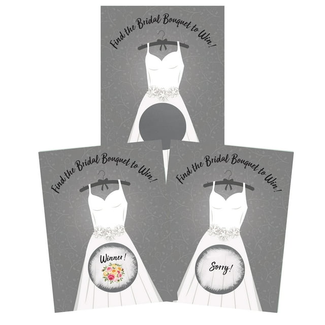 My Scratch Offs - Robe de Mariée Jeu de Cartes à Gratter pour Douche Nuptiale - 26 Cartes (2 Gagnants)