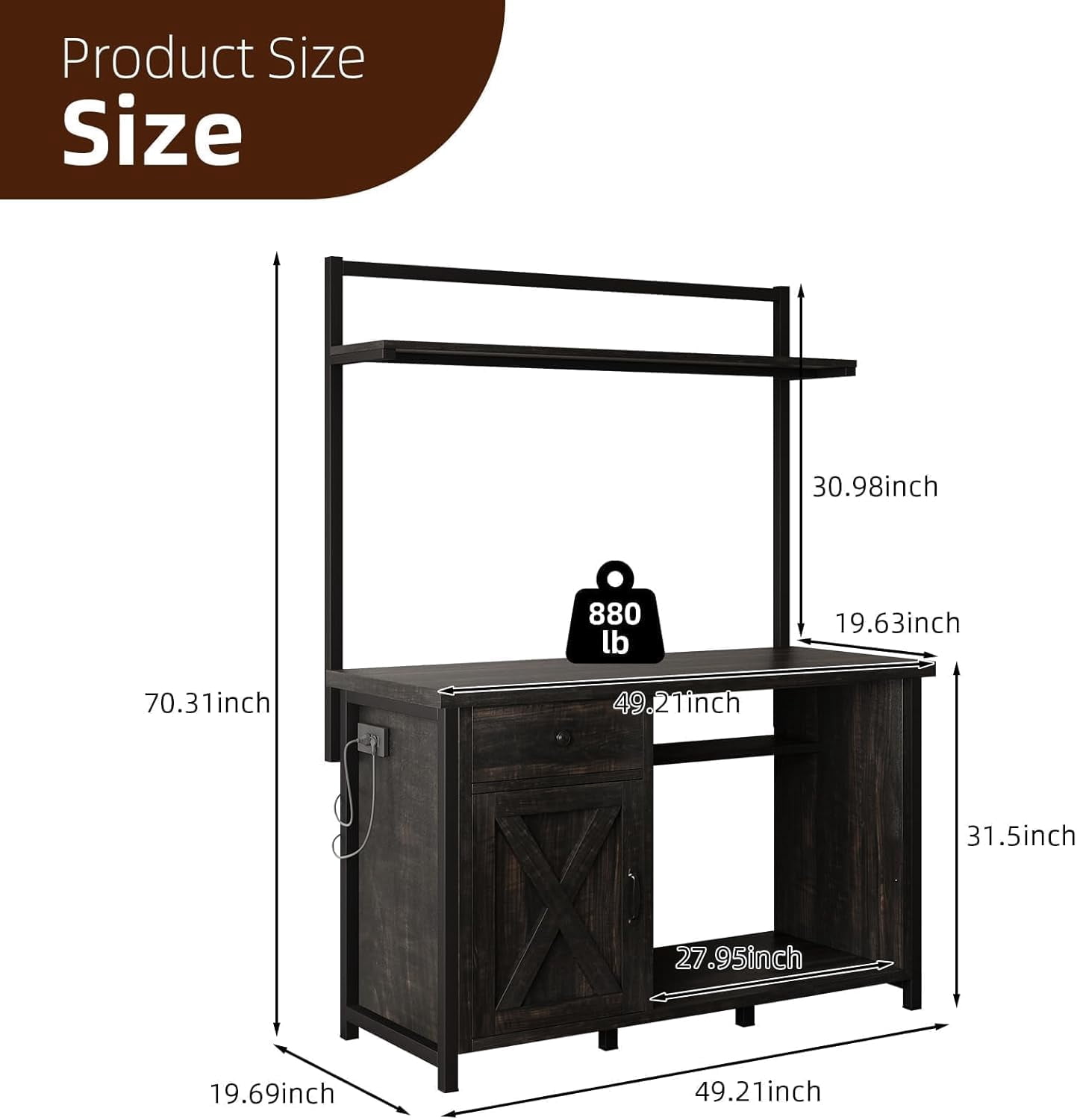 DreamCurship Fish Tank Stand with Power Outlet and Led Light, Cabinet for 55-75 Gallon Aquarium, RGB Lighting Strip Ideal for Turtle Enclosure, Supports up to 1100 Pounds, Oak