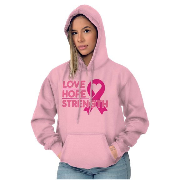 Breast Cancer Love Hope Strength Hoodie Sweatshirt Women Brisco Brands S