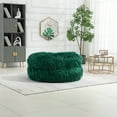 thumbnail image 2 of Faux Fur Bean Bag Chair with Ottoman, Oversized Lazy Sofa Chair, Comfy Upholstered Lounge sofa Chair w/Footrest for Living Room, Bedroom, Office, Emerald, 2 of 9