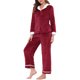 thumbnail image 4 of Pijamas de franela cálida de manga larga con botones INSPIRE CHIC para mujeres, conjunto de lounge, L rojo, 4 of 5