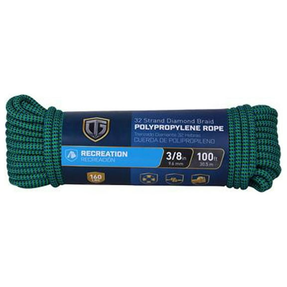 643601 Rope, Polypropylene Diamond Braid, 32 Strand, 3/8-In. x 100-Ft. - Quantity 5