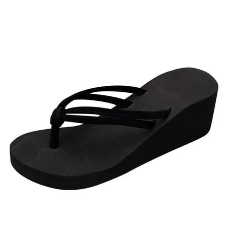 

Reed Women s Solid Color Non-Slip Feet Flip-Flops High-Heeled Wedges Beach Sandals