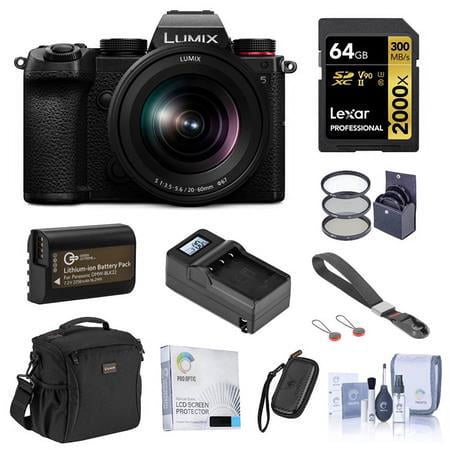 UPC: 0192223165977 | Lumix DC-S5 Mirrorless Camera with S 20-60mm L-Mount Lens Bundle with 64GB UHS-II V90 SD Card  Card Case  Bag  Wrist Strap  Extra Battery  Charger  Filter Kit and Accessories
