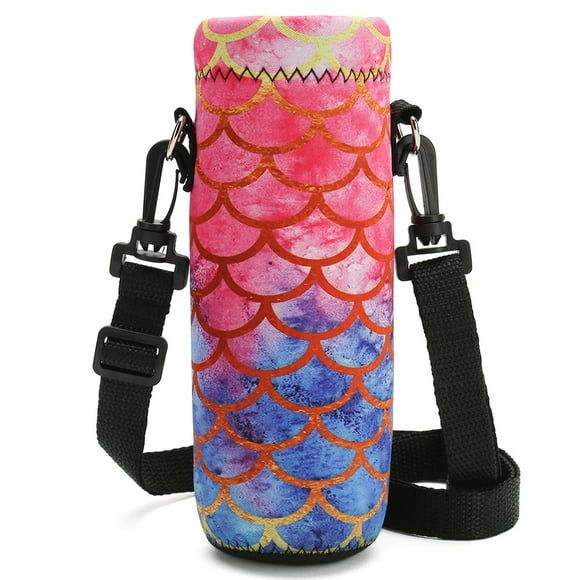 RICHEN Neoprene Insulated Water Bottle Carrier Bag with Adjustable Strap for 1000ml/32oz Bottles - Stylish Mermaid Scale Design