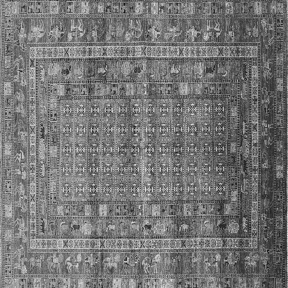 Ahgly Company Indoor Square Oriental Gray Industrial Area Rugs, 6' Square