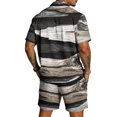 thumbnail image 6 of Men's 2 Piece Summer Outfit Casual Short Sleeve Button Down Shirt and Drawstring Shorts Set Texture Print Vacation Tracksuit, 6 of 6
