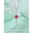 thumbnail image 4 of VESITIM Cross Necklace 925 Sterling Silver Religious Pendant for Women Heart Shaped Created Ruby July Birthstone Jewelry Gifts, 4 of 7