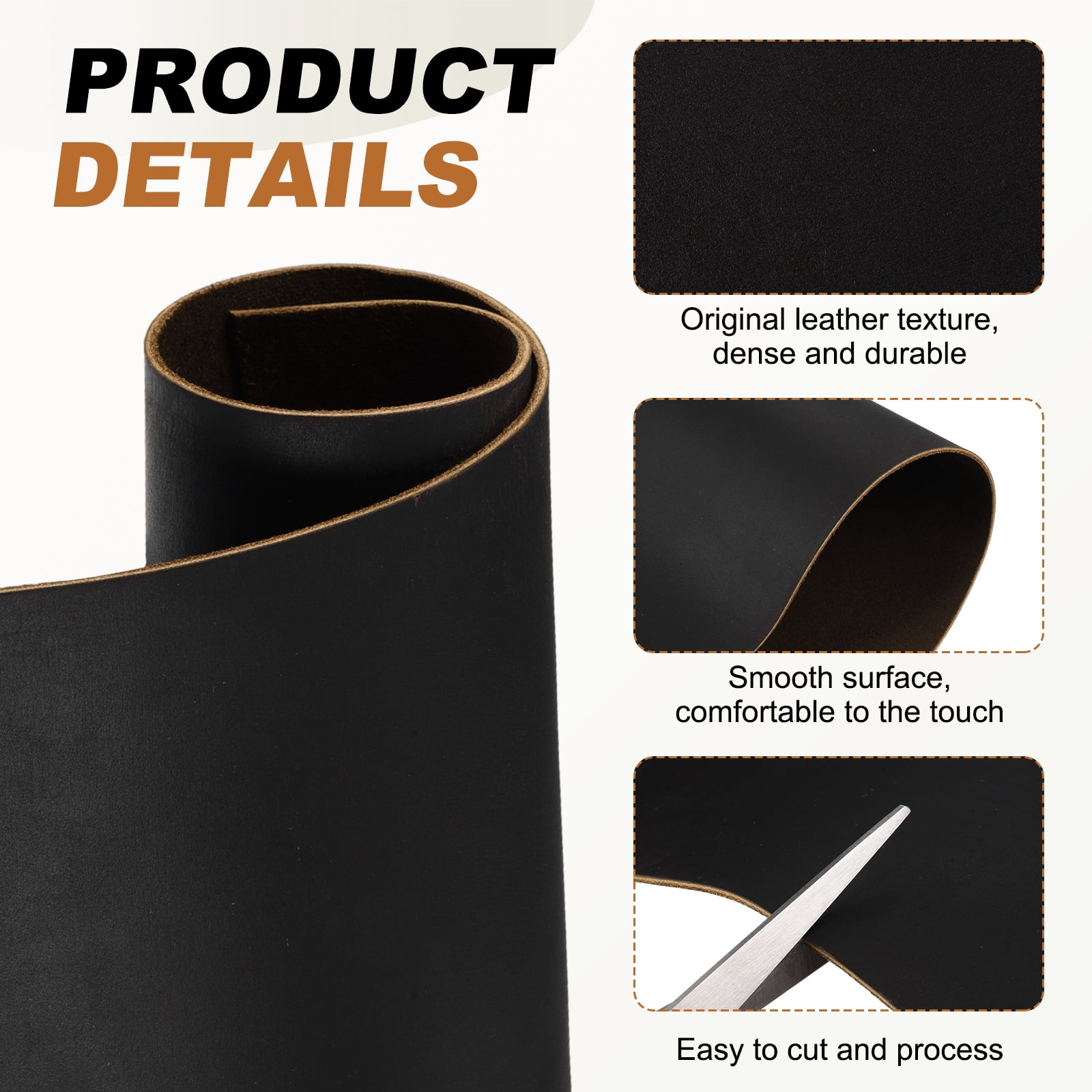Uxcell Genuine Leather Sheets, 10" x 14" 4-5 oz (1.8-2mm) Thick Full Grain Leather Sheet Tooling Precut for Carving Engraving Molding Embossing Stamping, Dark Brown