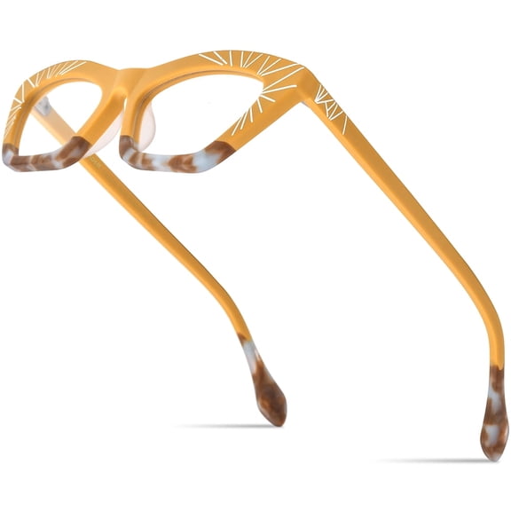 HEPIDEM Multicolor Acetate Glasses Frame Women Cat Eye Eyeglasses Men Optical Spectacles (9344 Matte Yellow)