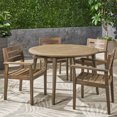 thumbnail image 3 of GDF Studio Harmony Outdoor Acacia Wood 5 Piece Dining Set, Gray, 3 of 13