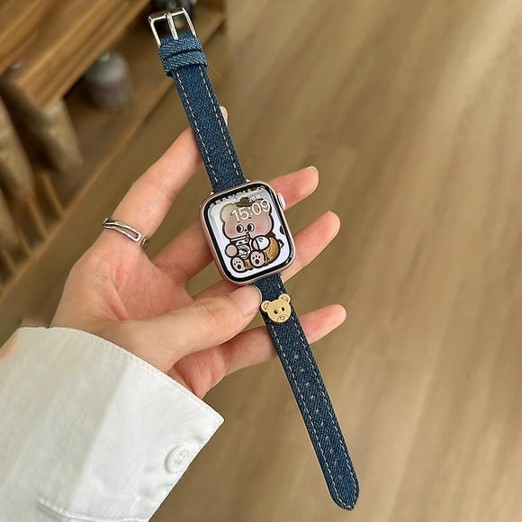 T Gift Of compatible Apple Watch Ultra 2 Ultra 49mm / 9 8 7 45mm / 6 5 4 SE (2023) SE (2022) SE 44mm / 3 2 1 42mm Denim Watch Strap