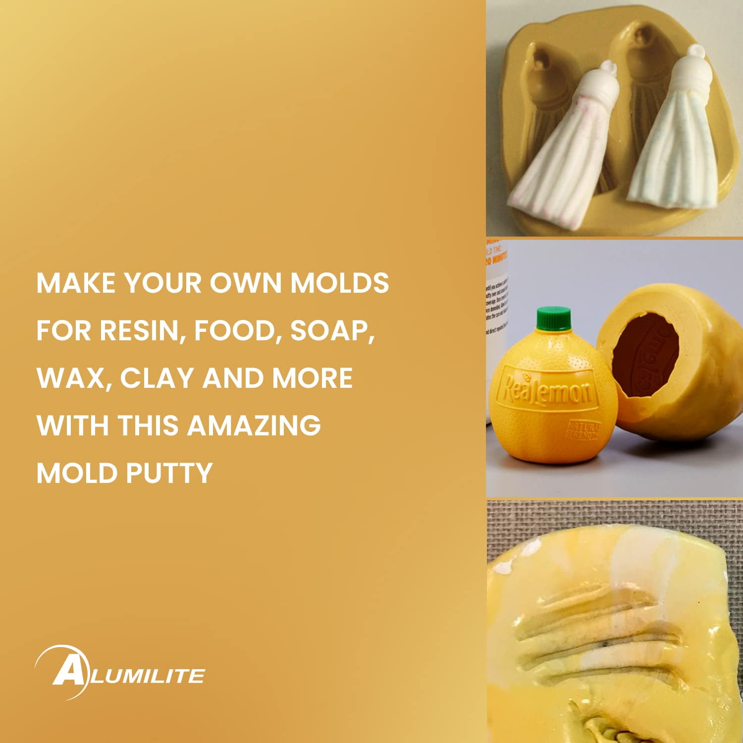 Alumilite Amazing Mold Putty Kit, 6 lb, Fast-Setting Moldable Silicone Putty for Resin Casting, Food-Safe Silicone Mold Making Kit, 1:1 Mix, DIY Beginner-Friendly for Baking, and Soap Molds