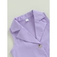 thumbnail image 5 of Coduop Girls 3Pcs Outfit Set Sleeveless Button Down Blazer and Tank Top Belted Shorts Set Kids Suit, 5 of 8