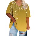 thumbnail image 5 of CFLVAEK Women's Plus Size Tops Fashion Graphic Tees Loose Fit V Neck T Shirts Casual Summer Going Out Short Sleeve Tshirts Yellow XXXXXL, 5 of 6