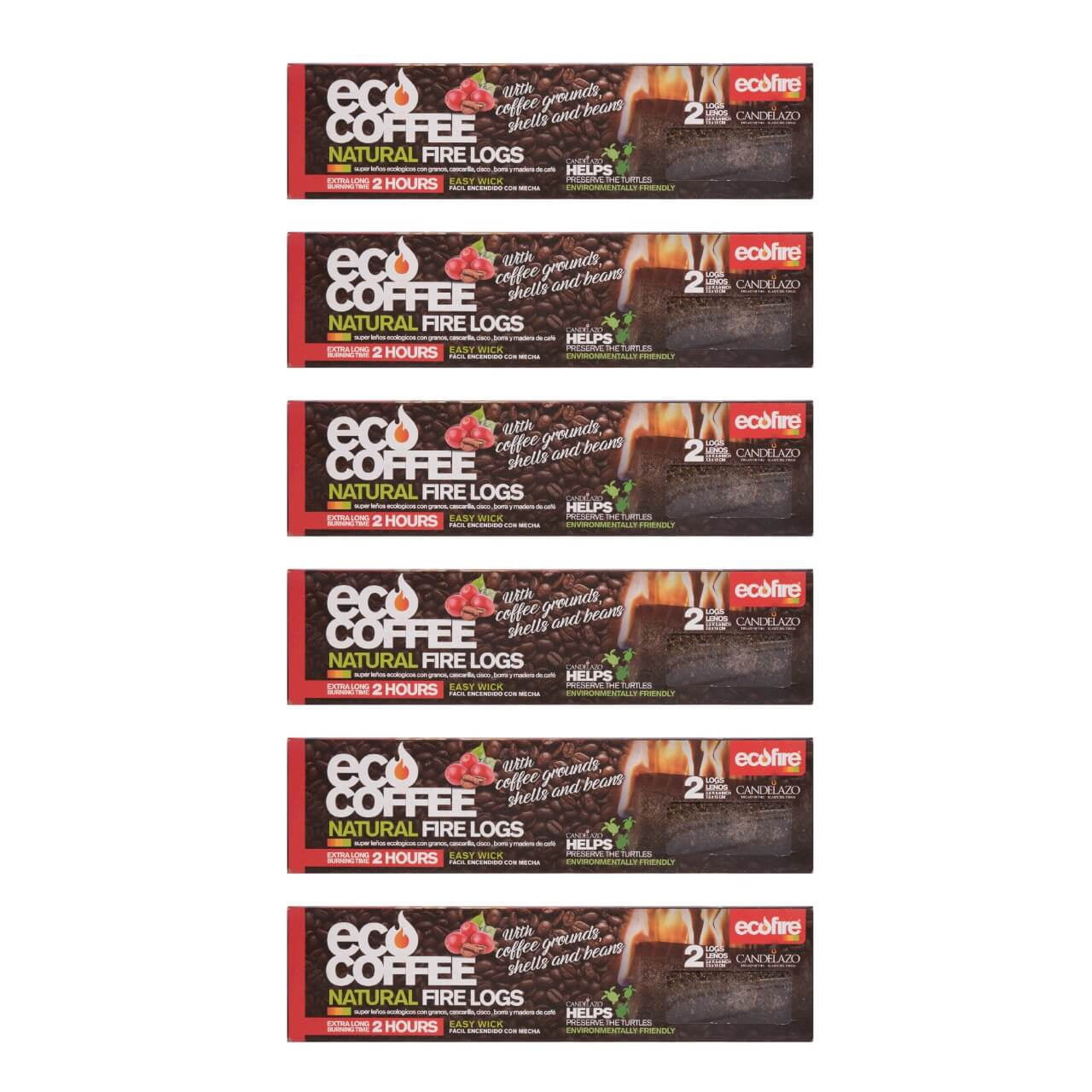 ECOFIRE COFFEE FIRELOG BOX WITH 2 LOGS -40.21OZ - PACK OF 6 - Walmart.com