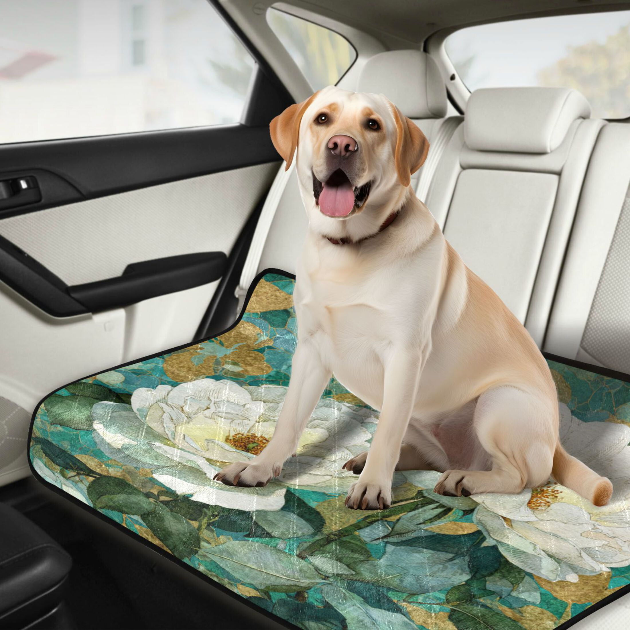 Qxltty White Peonies Cat litter Pads Pet Set of 2 Diaper Mats Center Anti-leakage Layer Absorbent Soft and Comfortable