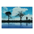 thumbnail image 2 of Nature Cutting Board, Man with the Dog Walking by the Lake with Tree Reflection Moon Sky Print, Decorative Tempered Glass Cutting and Serving Board, Large Size, Sky Blue Black White, by Ambesonne, 2 of 5