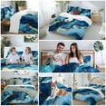 thumbnail image 5 of Abstract Art Bedding Duvet Cover Set Queen Size 4 Pieces Water Ripple Gold Blue Gradient Marbling Bedding Set with Zipper Closure, 1 Comforter Cover 90x92 Inches 1 Flat Sheet & 2 Pillow Cases, 5 of 7