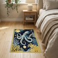 thumbnail image 3 of ODIKA Circle Nautical Octopus Vintage Creature Coral Motif Dotted Border Stain Resistant Thin Throw for Entryway, Kitchen, Laundry Room, 3 of 7