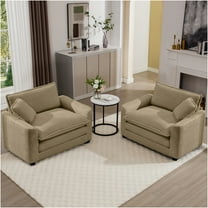 JERFIT Modern Corduroy Loveseat Sofa Set with Accent Chairs, Tan 2-Seater for Living Room, Bedroom, Office