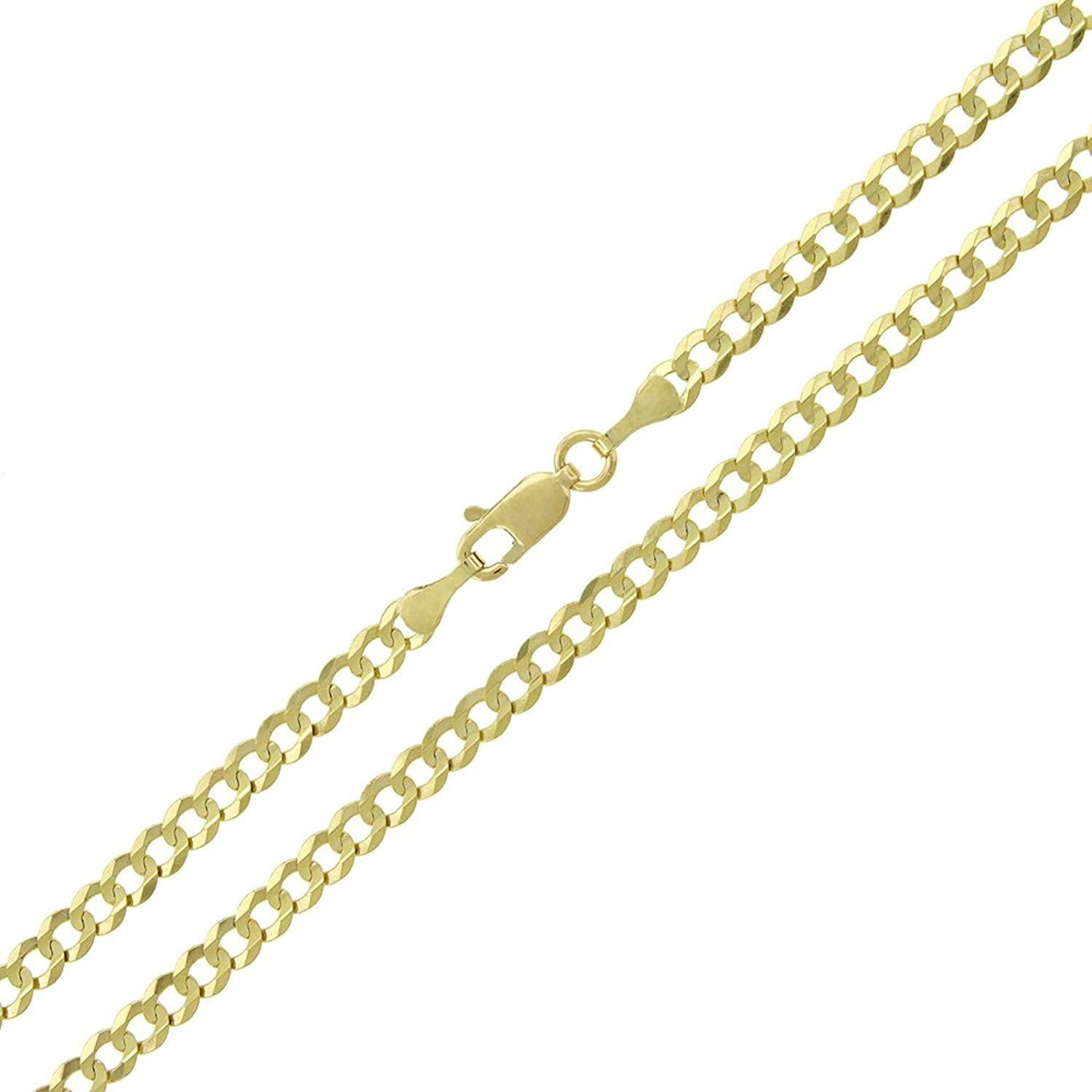 10K Yellow Gold 3.5MM Solid Cuban Curb 