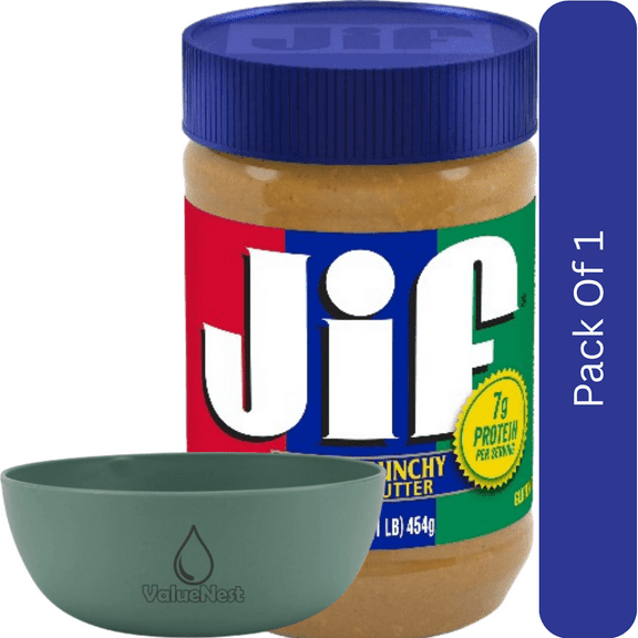 Jif Extra Crunchy Peanut Butter, 16-Ounce Jar with White Bowl by ValueNest