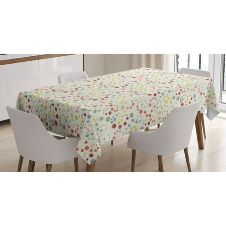 

Abstract Tablecloth Traditional Polka Dots with Colorful Summer Vibes Retro Look Vibrant Swirl Designs Rectangular Table Cover for Dining Room Kitchen 60 X 84 Inches Multicolor by Ambesonne