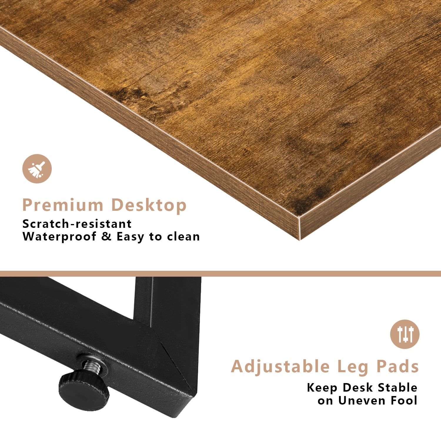 Lacoo Home Office Writing Desk Modern L-Shape Computer Desk, Brown