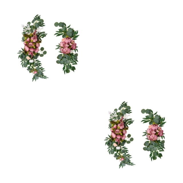 Naiovety Kit de flores de artificial, guirnaldas, letrero de bienvenida realista, ramos, Fondo de puerta de pared, decoración, fiesta de Rosa 80cm 2Conjunto